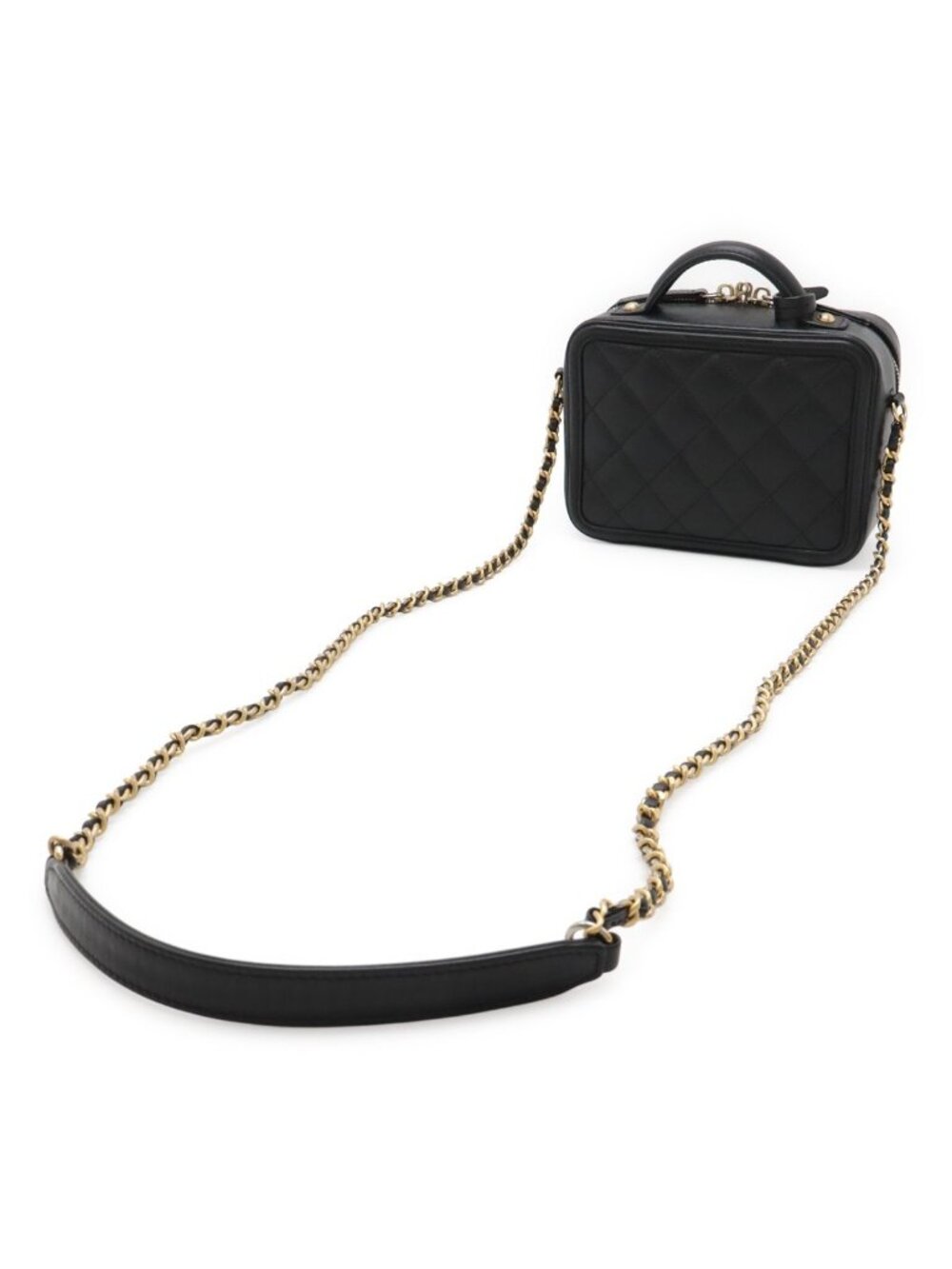 Chanel CC Filigree Small Vanity 2-Way Chain Shoulder Bag Caviar Leather Black - Picture 2 of 9